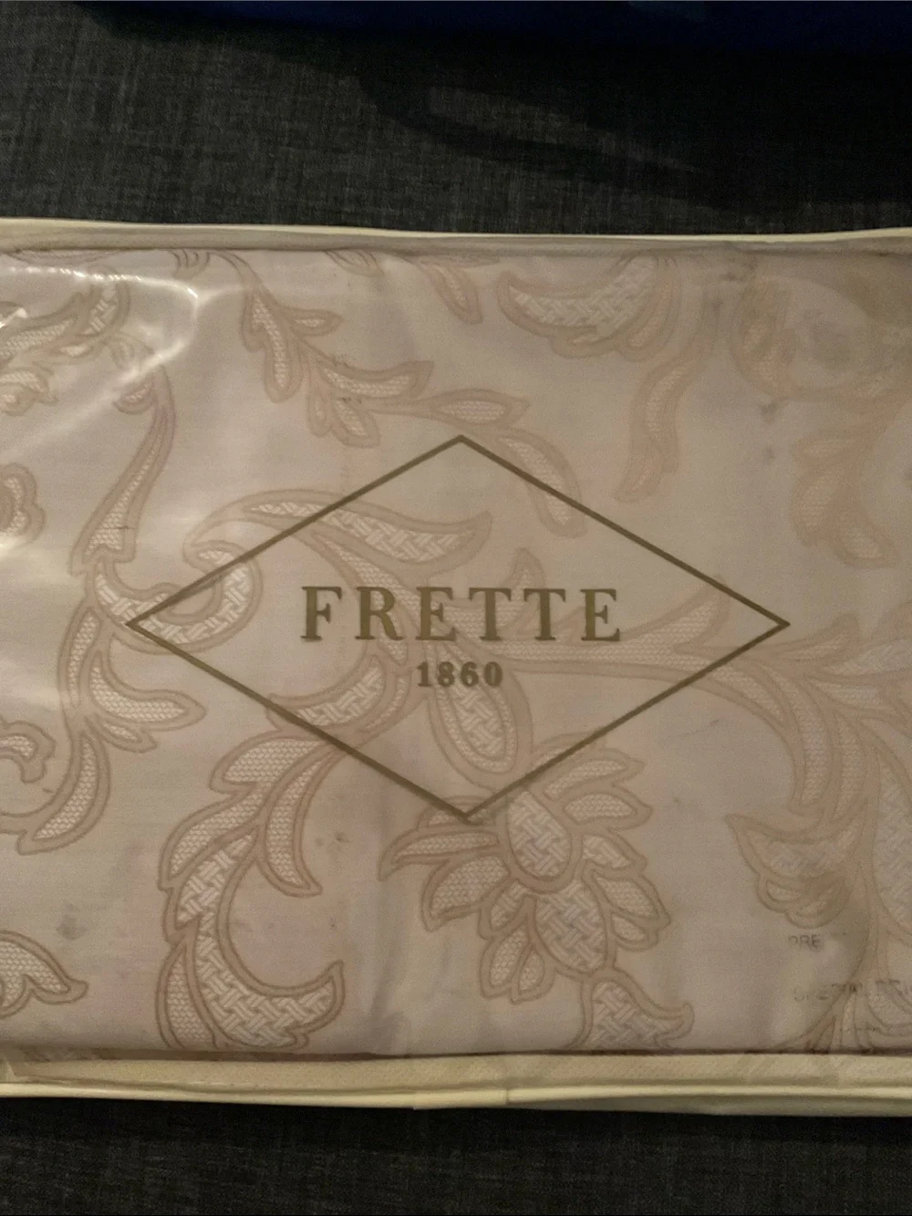 NWT FRETTE KING DUVET COVER BEIGE CARAMEL ELEGANT PATTERN